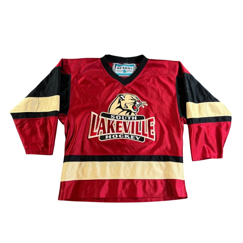 Lakeville South Cougars Hockey Jersey Mens Large Red South Made in USA Minnesota